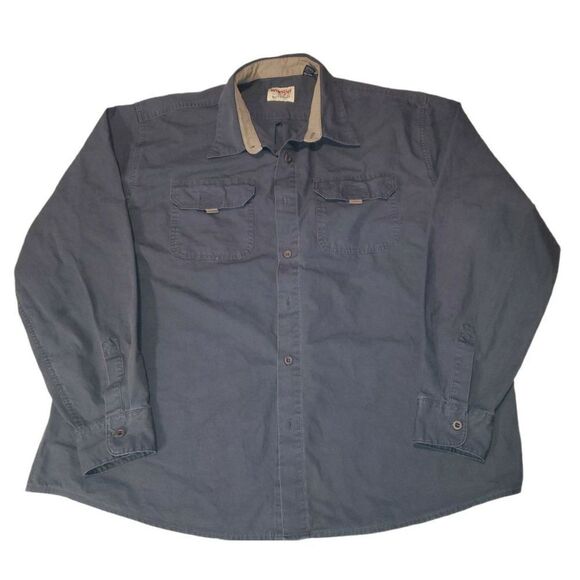 Wranglers Authentics 100% Cotton Dk Gray, Button Up Long Sleeve Shirt Size 2XLM - Picture 1 of 7